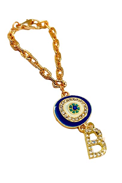 Morel Sturdy Rose Gold Watch Charm of Evil Eye and B Initial Diamond Alphabet Pendant, Watch Charm, Watch Accessories, Giftable for Wife, Sister or Friends Pack of 1 (B09YQM88BV) Amazon Price History, Amazon Price Tracker