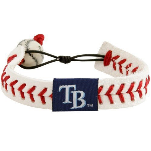 Tampa Bay Rays White Leather Baseball Seam Bracelet