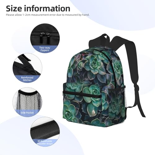 Sac à dos voyage classique imprimé succulentes ordinateur portable noir