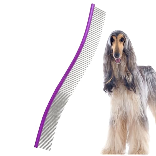 Peine de metal para perros, peine curvado para perros | Herramientas de aseo de metal para perros, gatos para eliminar enredos y nudos para el hogar