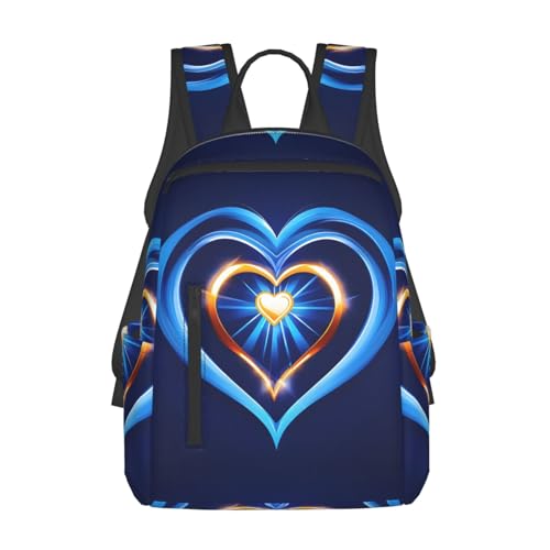 Sac à dos pour le travail et le shopping imprimé cœur bleu ciel style urbain