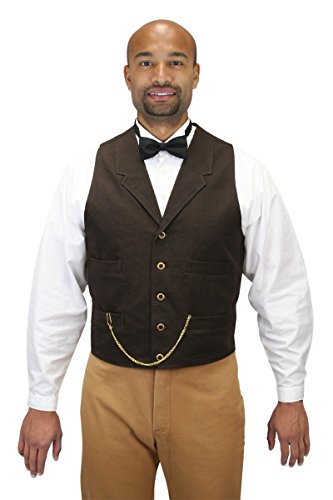 Historical Emporium Men's Classic Cotton Canvas Work Vest L Walnut