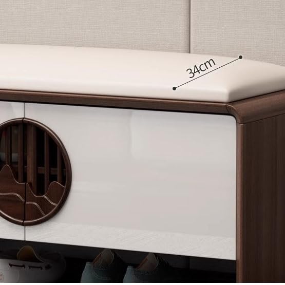 Coussin de banc d'entrée confortable et étagère à chaussures intégrée - 7