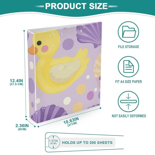 Pasta de fichário de desenho animado Little Ducks beeplus Punchless, exibe documentos de 200 páginas