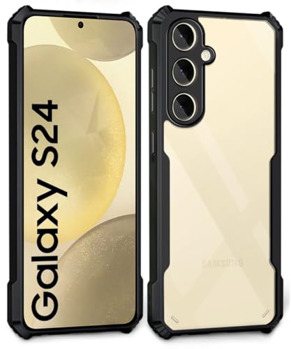 Image of WOW IMAGINE Shock Proof Clear Protective Back Case for Samsung Galaxy S24 5G - AirEDGE Technology | 360 Degree Camera Protection | Transparent Hybrid Back Case Mobile Cover - Black