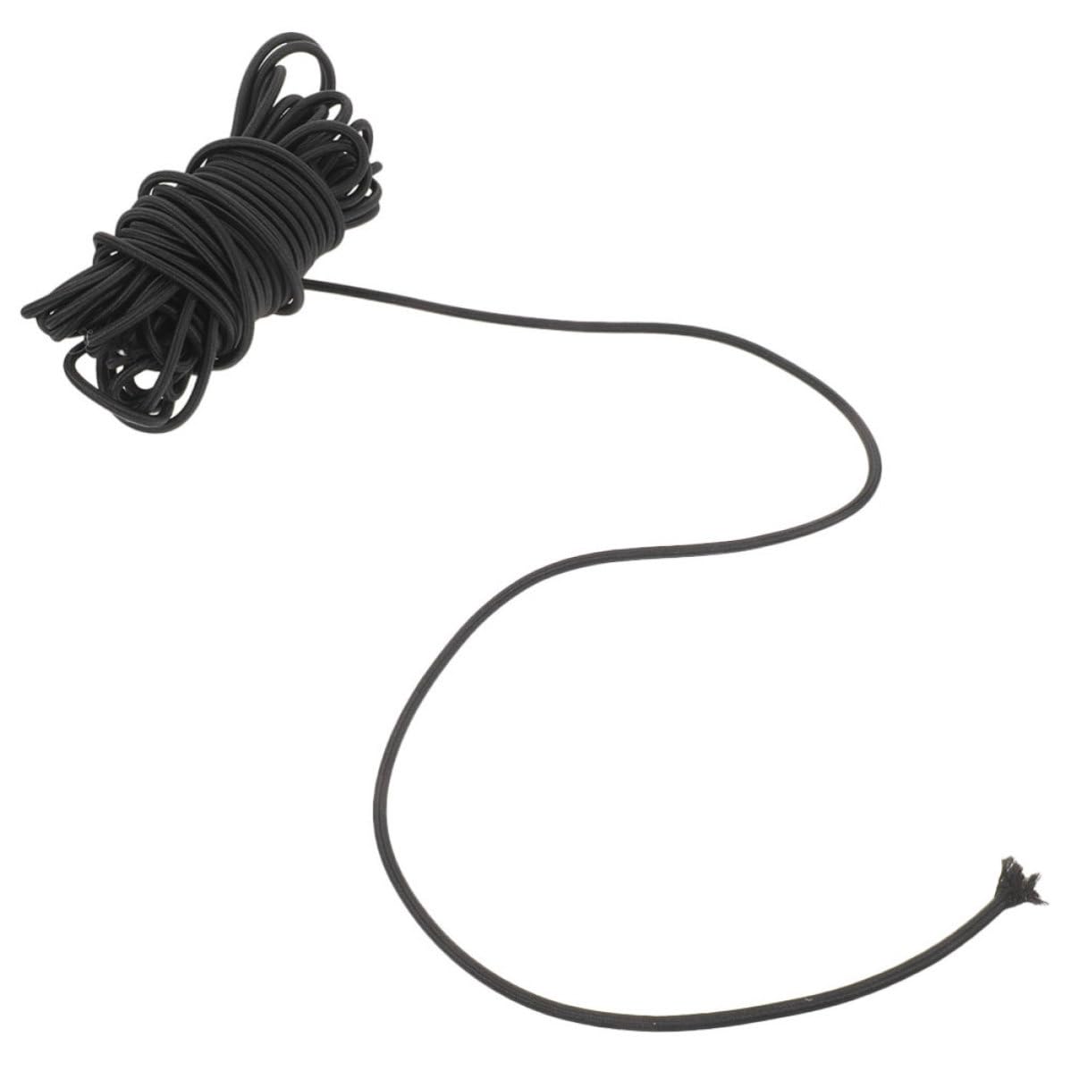 Ciieeo Runde Schnürsenkel Elastische Kordel aus Gummi und Garn 5,0mm 50 Y Schwarz für Freizeitschuhe und Bündchen Leicht zu Binden