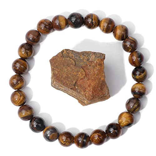 Bracelet en Labradorite Contre le Stress, Perles Oeil de Tigre de 19CM
