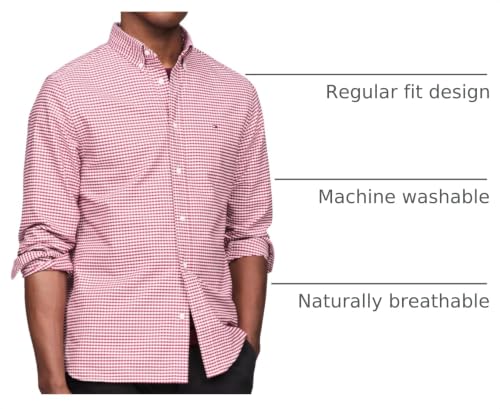 Image of Tommy Hilfiger Men's Long Sleeve Oxford Shirts in Regular Fit, Men's Button Down Shirts, Also Available in Big and Tall