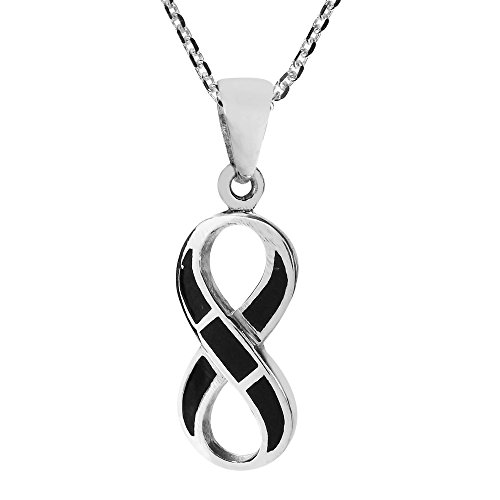 Symbole Infini Pendentif Argent 925 et pierre noire onyx collier femme