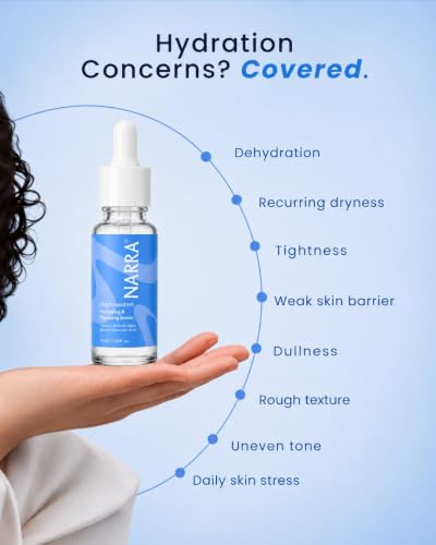 Image of NARRA HydraMarine - Hydrating & Plumping Serum | 9 Marine Algae Complex, Ceramides & Hyaluronic Acid | Deep Hydration, Barrier Repair, Plumping | Lightweight Non-Sticky Texture | Suitable for All Skin Types | 10 ml | Pack of 1