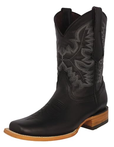 Texas Legacy Mens Black Western Cowboy Boots Rodeo Wear Leather Rodeo Toe Botas