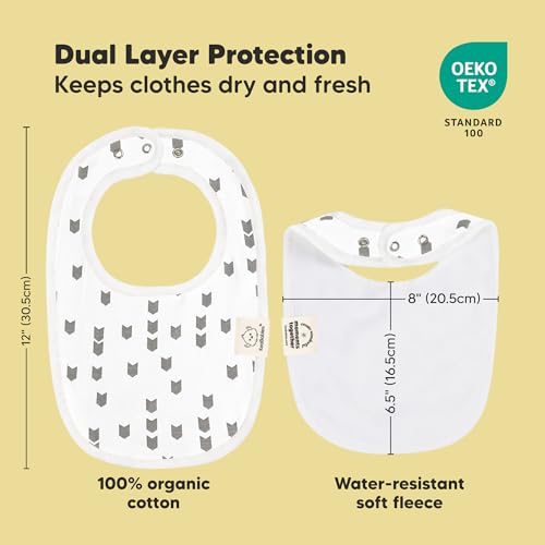 Image of 8-Pack Organic Baby Bibs for Boys, Girls - Soft Cotton Drooling and Teething Bibs for Baby Girl & Boy, Extra Absorbent, Easy To Clean & Put On for Toddler, Newborn, Infant 0-24 Months(Grayscale)