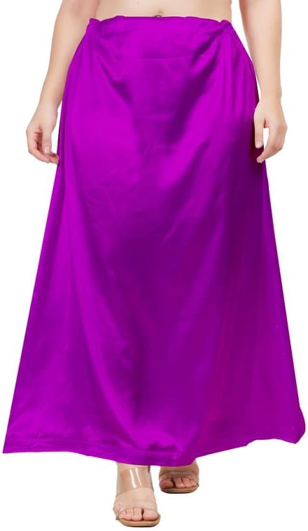 Women's Clothing Solid Satin Silk Petticoat Solid Soft & Smooth Satin Underskirt Sari