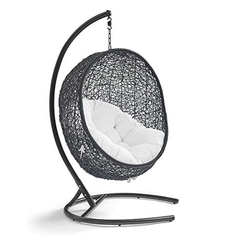 Modway Encase Wicker Rattan Outdoor Patio Porch Lounge Egg Swing