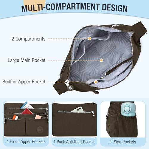 Image of Nylon Crossbody Bags for Women Waterproof Lightweight Large Travel Purses Multi-Pocket Pocketbooks Shoulder Bag