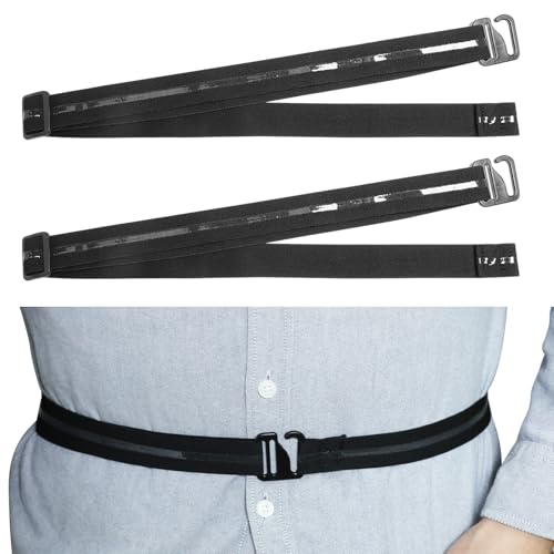 2 Pcs Shirt Stays Belt For Men,Adjustable Belt Style Stays Keepers Elastic Belt Accessories For Men