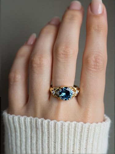 Image of Gemstone Vintage Rings for Women s925 Sterling Silver Round Cut 1.0 Carat Gemstone with Moissanite Promise Engagement Anniversary Ring for Her