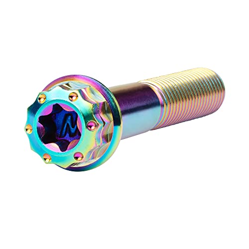 Image of Titanium Flange 12 Point Head M8 x15 20 25 30 35 40 45 50 55 60 65mm Screw Bolt Pack of 4 (M8x40mm, Rainbow)