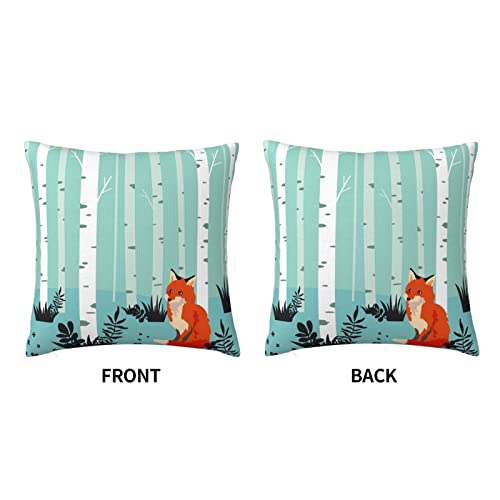 Varun Throw Pillow Covers Lovely Fox Square Pillowcases For Home Decor Sofa Car Bedroom Forest Animal Tall Trees Meadow Floral Watercolor Painting Pillow Cases 18X18Inch #TOP2