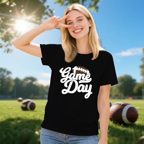 Womens Game Day Shirt Football Sunday Funday T-Shirt Football Season Rugby Mom Tee4