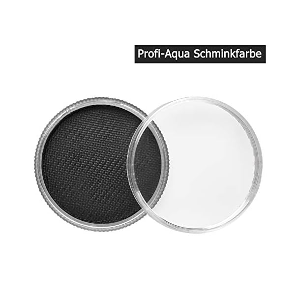 Lynlon Kinderschminke Set , Theaterschminke, Karnevalsschminke, 1 Profi-Aqua Schminkfarben mit 2 Schmink-Schwämmchen für Professionellen Clowns und Mimes ( Schwarz - 30g - Wasserlösliche ) – Bild 4