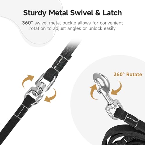 Coolshields Leather Dog Leash, Black Leather Leash For Dogs thumb #1