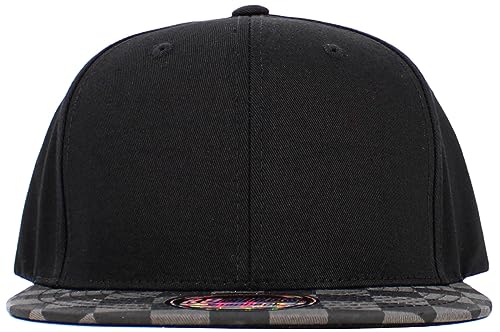 Image of KBETHOS Classic Snapback Hat Blank Cap Underbrim Cotton Wool Blend Flat Visor Adjustable Unisex