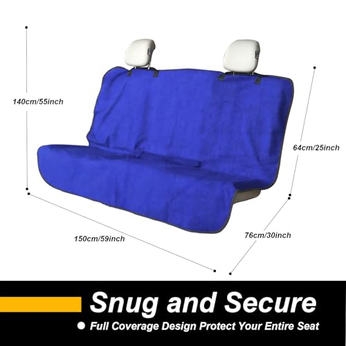 Image of Back Seat Cover for Car Trucks Van SUV Jeep,Waterproof Rear Bench Towel Seat Covers for Dogs and Kids,Automotive Backseat Protector (Blue)