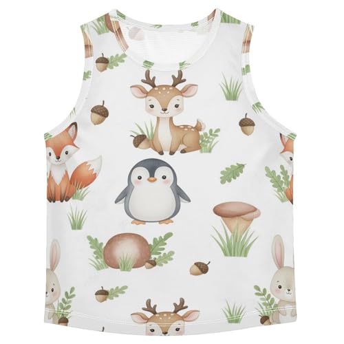 J JOYSAY Fox Deer Rabbit Penguin Boys Tank Top Sleeveless Muscle Shirts Quick Dry Sport Active Workout Kids T-Shirts 3-15T