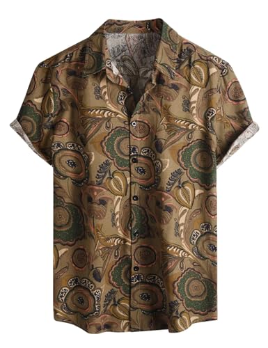 Voqeen Herren Hawaii Hemd Kurzarm Sommer Freizeithemden Blumenmuster kurzärmelig Casual Hemden Für Strand Urlaub Surf Party
