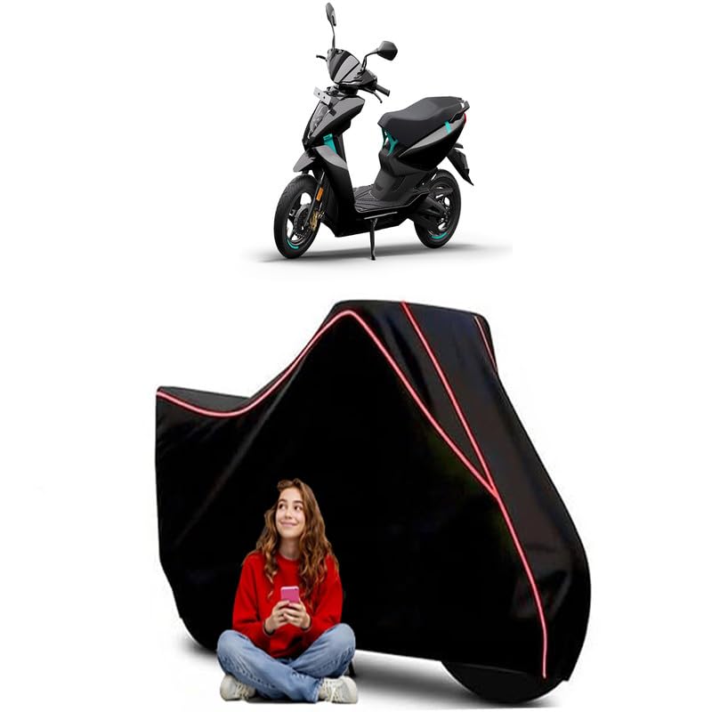 Image of 450X BS6 Scooty Bike Cover Water Resistant Outdoor Use Universal Fit Scooters Motorcycles Heavy Duty UV Protection Dust Rain Scratch Resistant Elastic Bottom Black Blue Piping