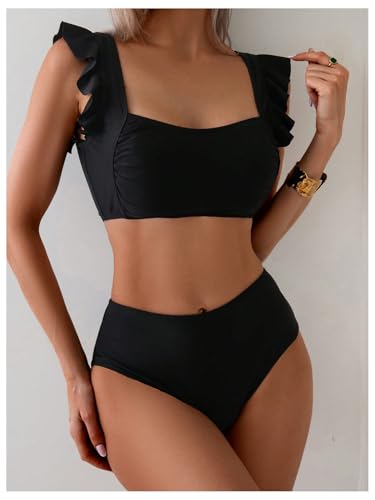 SOLY HUX Bikini Sets for Women Ruffle High Waisted Bathing Suit Summer Two Piece Swimsuit3