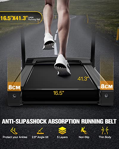 FYC Folding Treadmill for Home with Incline 3.5HP 330lb Weight Capacity Portable Electric Treadmill with Bluetooth, 12 Preset Programs Exercise Running Machine Easy Assembly Orange - Thumbnail 2