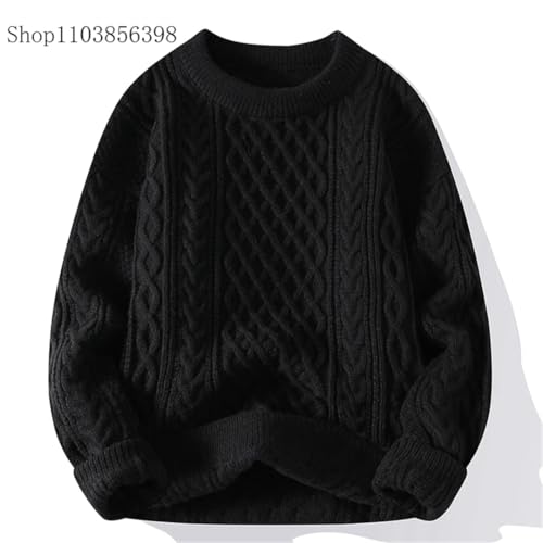 Men Winter Vintage O Neck Solid Color Knitted Pullovers Loose Harajuku Sweater2