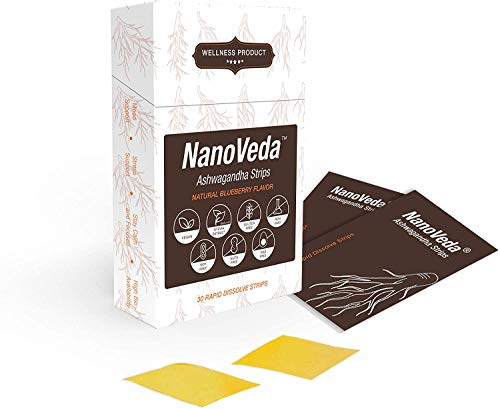 NanoVeda KSM-66 Ashwagandha Oral Strips for Anxiety & Stress Relief, Muscle Strength, Vitality, Mood Support, Balanced Energy level-30 Orosoluble Strips in Natural Blueberry Flavour NanoVeda KSM-66 Ashwagandha Oral Strips for Anxiety & Stress Relief, Muscle Strength, Vitality, Mood Support, Balanced Energy level-30 Orosoluble Strips in Natural Blueberry Flavour