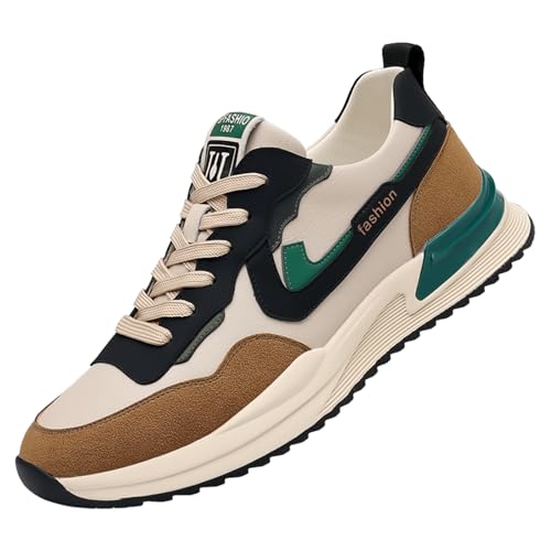 Men's Fashion Suede Leather Platform Lace-Up Low Top Sneakers Comfortable Lightweight Non Slip Walking Workout Sport Work Tennis Shoes