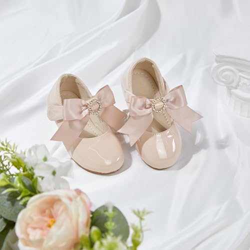 Image of PHIRAMIN Toddler Flower Girl Dress Shoes - Little Girl Mary Janes Flats Wedding