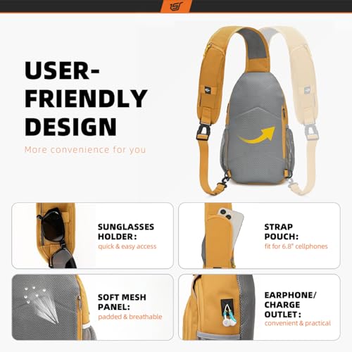 Image of SKYSPER Sling Bag RFID Crossbody Sling Backpack Cross Body Shoulder Bag Travel Hiking Daypack for Women Men(Apricot)