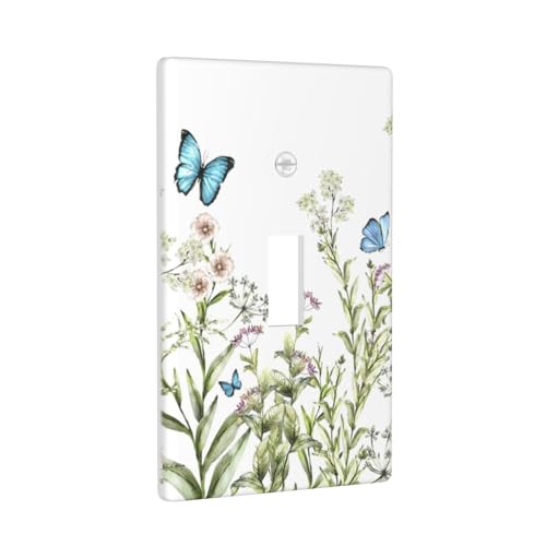 Flower Butterfly Single Toggle Light Switch Plates Outlet Covers Decorative Electrical Wall Plate Receptacle Switchplate Decorate Plug Cover For Bathroom Kitchen 4.5 * 2.76 Inch by OHZOLLAN - Image 2