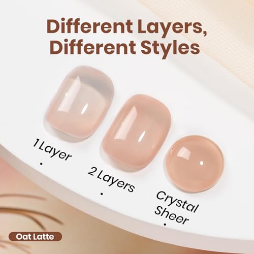 Image of Beetles Nude Brown Gel Nail Polish - 8ml HEMA-Free Natural Jelly Gel Polish Nail Concealer Color Sheer Translucent Effect Soak Off UV Oat Latte Collection Nail Art Manicure Gift for Women
