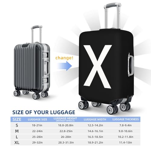 Black White Letter X Luggage Cover Washable Elastic Suitcase Cover Anti-Scratch Travel Luggage Protector Covers for Kids Adult L fits 25-28 inch Suitcase4
