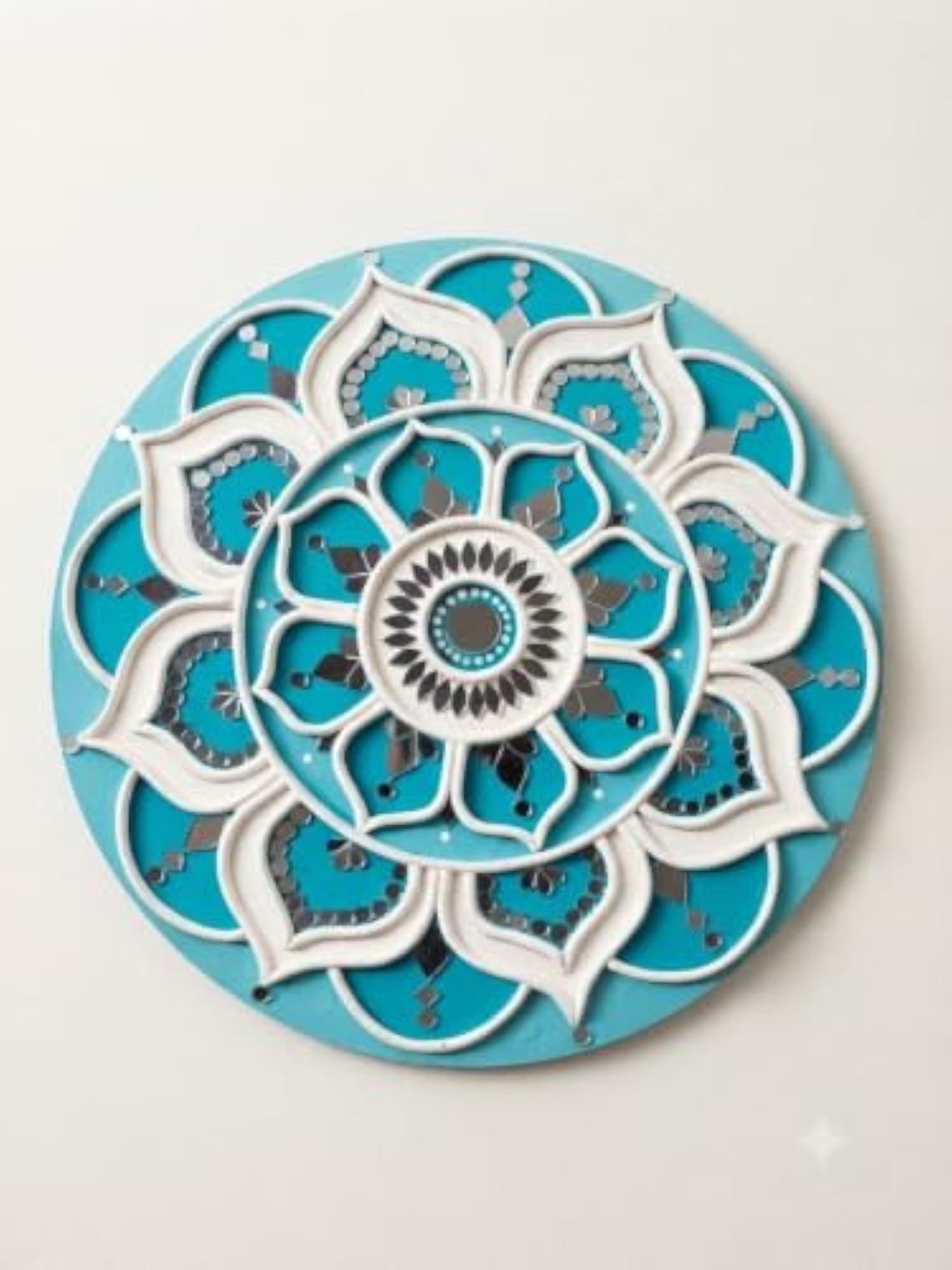 Mandala Wall Art Decor Round Turquoise Decorative Wall Plate