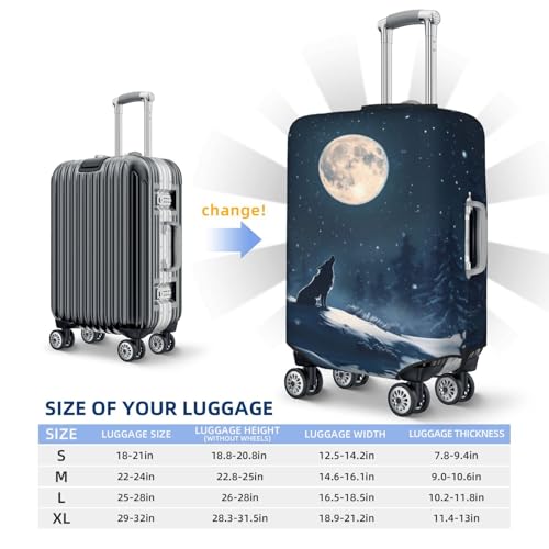 Wolf Howling Full Moon Travel Luggage Covers - Elasticity Suitcase Covers Protector for Luggage 18-32 Inch2