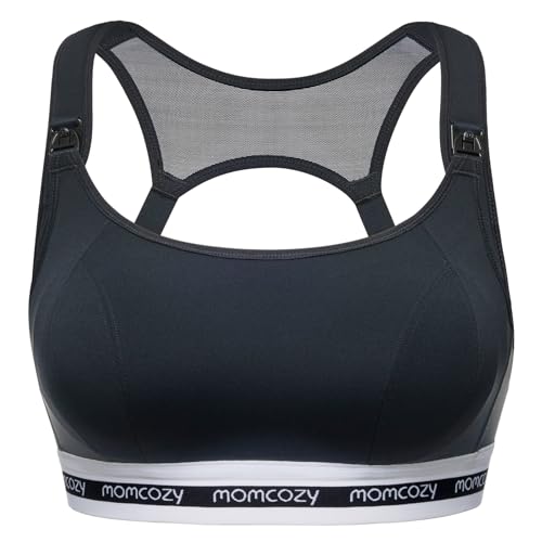 momcozy Sujetador Lactancia Deportivo, Brasier de Maternidad de Bajo Impacto Sujetadores Lactancia Suave y Sin Aros con Copas Acolchadas