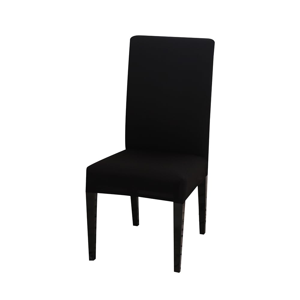 Odot Soft Chair Covers, Elastic Dining Chairs, Seat Covers Washable Removable High Back Dining Chair Covers Chair Cover for Dining Room,Hotel,Banquet (Set of 6,black)