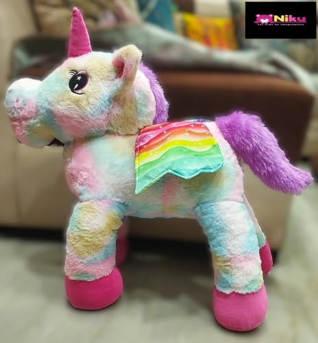 Image of Niku Pink Unicorn with Wings Soft Toy for Kids Girls Baby Boy | Teddy Bear Plush | Best Gift for Birthday Valentines Anniversary (65 cm, Rainbow Pink)