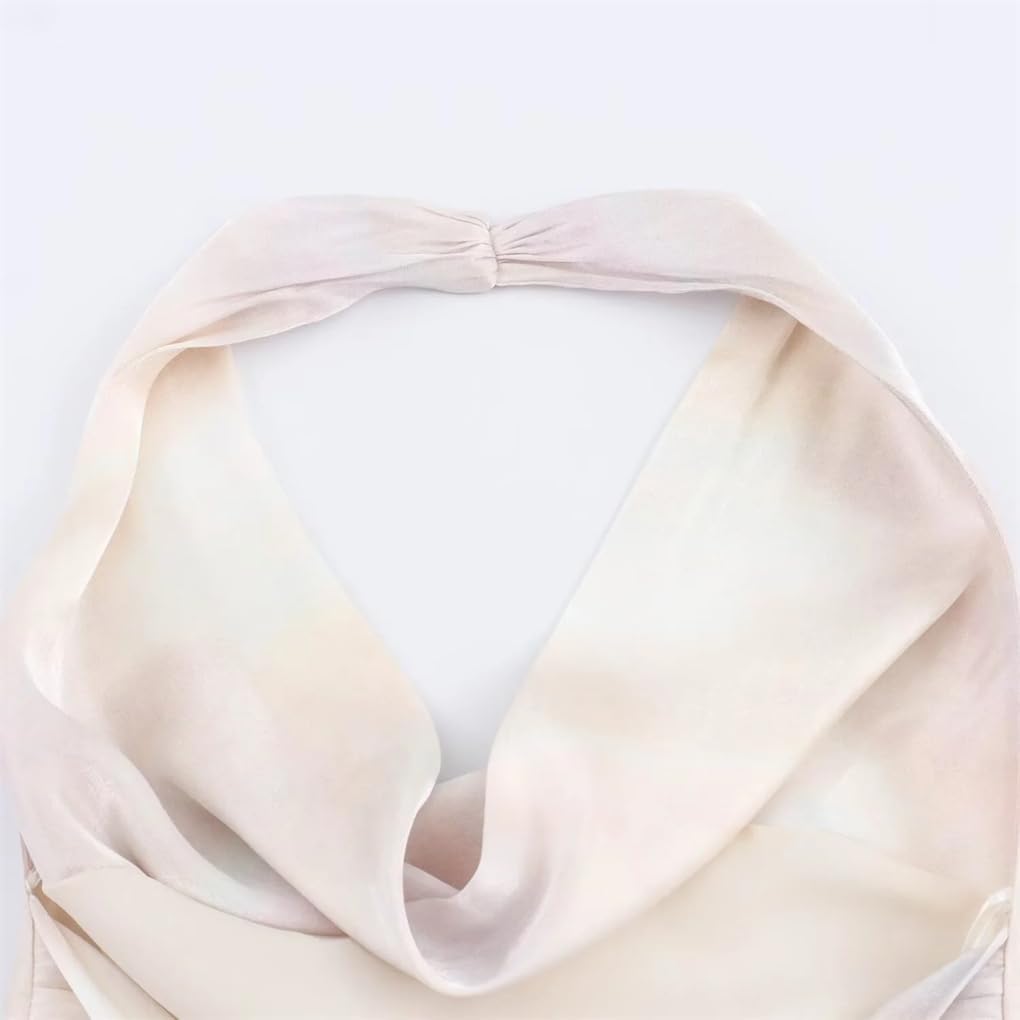 Women's Tie-Dye Crinkled Chiffon Stand Collar Top