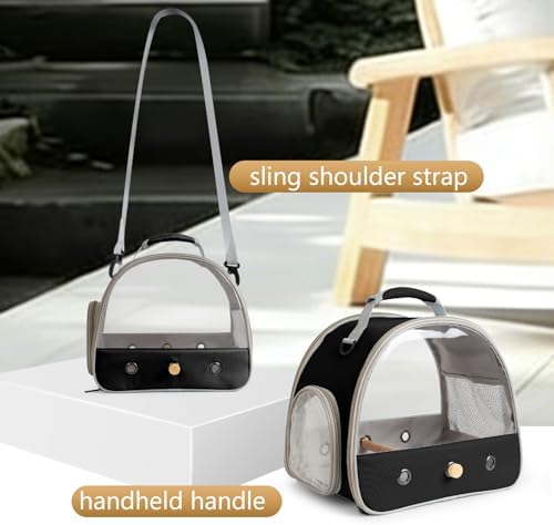Bird Travel Carrier, Portable Small Bird Parrot Parakeet Carrier with Standing Perch and Soft Mat, Side Access Window Collapsible - 3