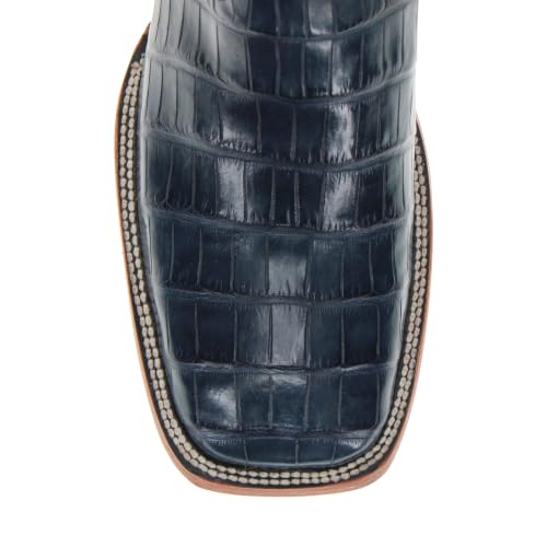 Image of Vaccari Men's Navarro Genuine Alligator Tail Leather Broad Square Toe Cowboy Boots