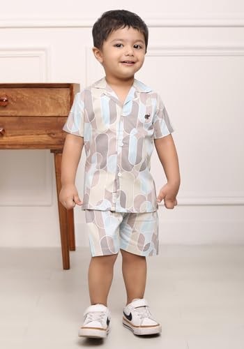 Image of POLKA TOTS 100% Cotton Co-Ord Set for Boys | Half Sleeve Shirt & Shorts Beach Outfit for Kids | Ultra-soft & Breathable Summer Clothes for Toddler & Baby Boy | Casual Dress & Printed Nightwear Set